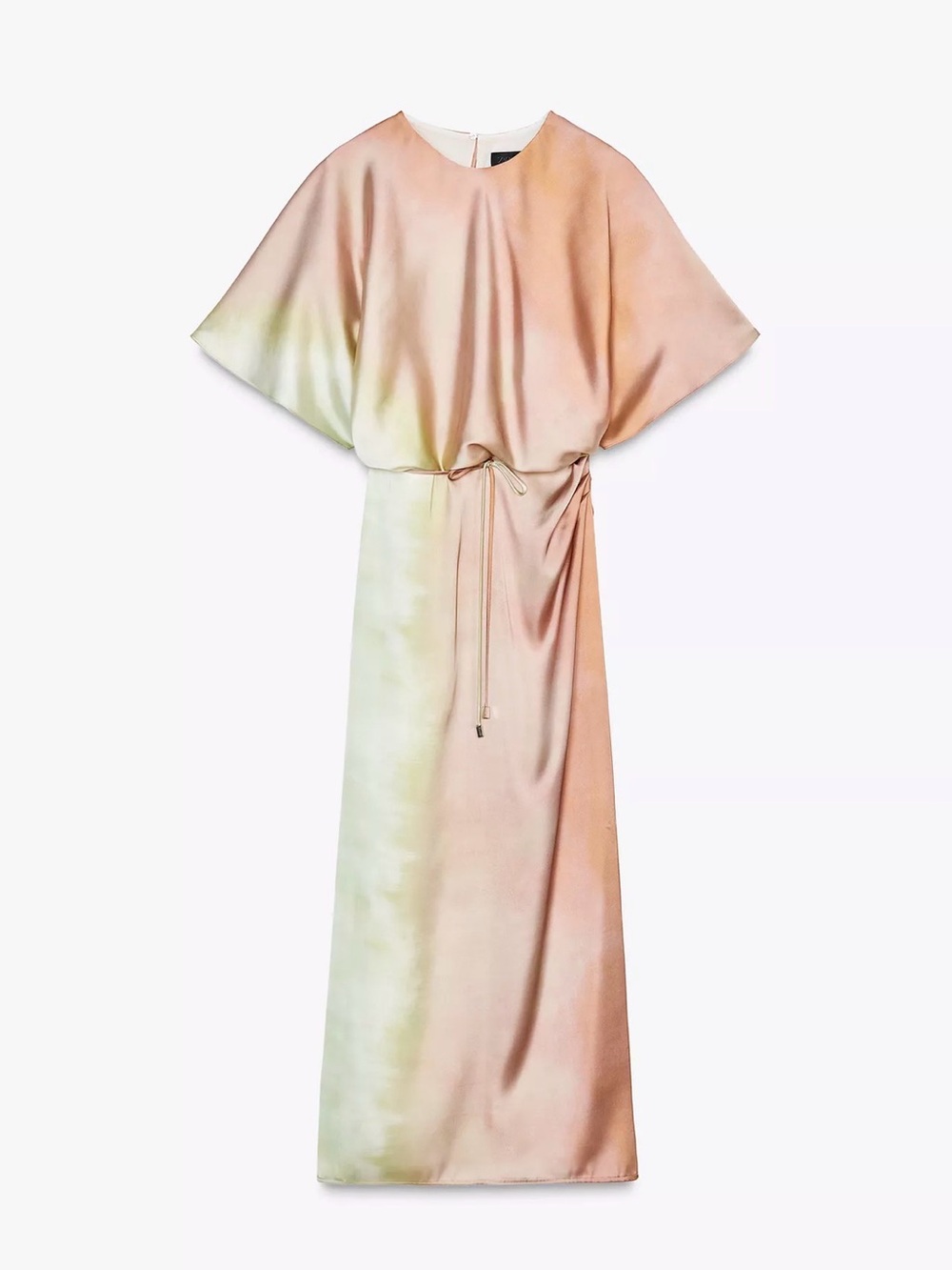 NWT ZARA Ombre Cape Sleeve Maxi Dress - Pink & Mint